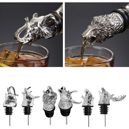 Animal Head-Wine Pourer Spout,Wine Bottle Stopper for Bar Tools Deer