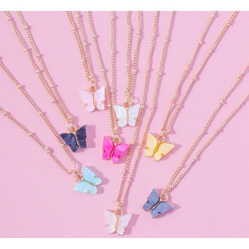 Multicolor Butterfly Pendant Necklaces for Women Korean Style Choker Necklace Jewelry Female Clavicle Chain 2020 Fashion Chocker