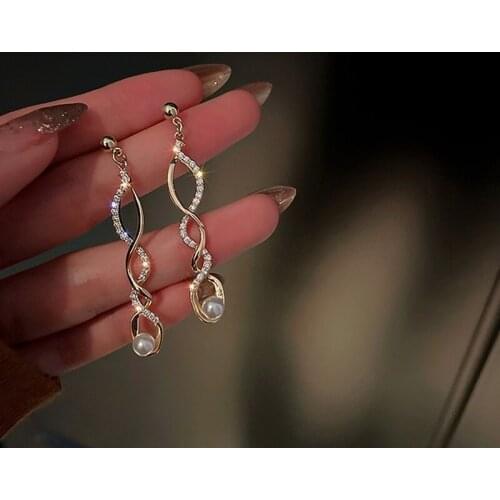 Luxury Irregular Geometric Rhinestone Dangle Earring for Women Minimalist Vintage Fashion Piercing Earring Wedding Party Jewelry