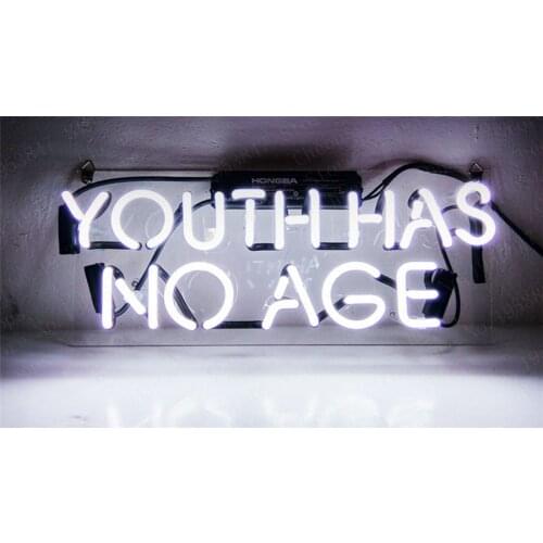 Christmas Gift Neon Signs Real Glass Tube Youth Has No Age Beer Bar Pub Homeroom Girlsroom Party Decor 14x7