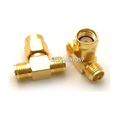 RP SMA Male to Two RP SMA Female Connector Triple T RF Adapter 3 Way