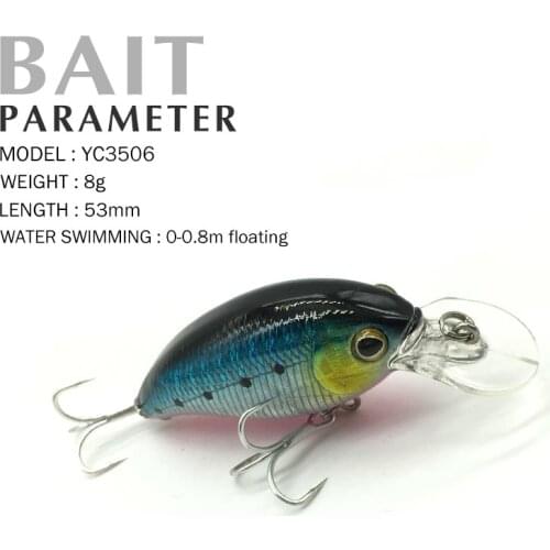 Fishing Lure 53mm 8g 0-0.8m Floating Fishing Tackle Isca Artificial Fishing Bait Crankbait Wobblers 3D E