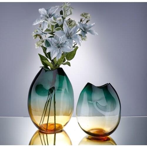 GY Nordic Glass Vase Home Decoration Living Room Flower Arrangement Dried Flower Lucky Bamboo Decorative Transparent Bottle