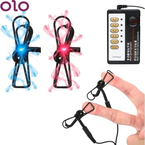 OLO Electric Shock Nipple Clips Nipple Clamps Sex Tool For Couples Electro Breast Massager Medical Themed Toy Sex Toys for Women