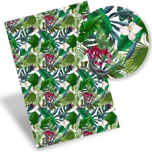 Faux Leather Sheets Synthetic Leather Leaves Floral Printed Vinyl Fabric DIY Handbags Bows Making Material 22*30cm/A4 0.8mm 1pc