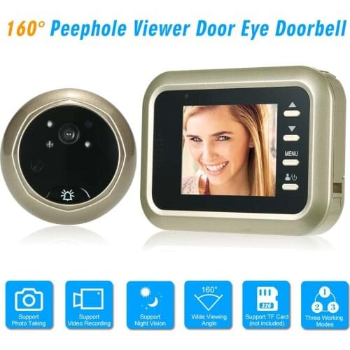 2.4 LCD Digital Peephole Viewer 160 Door Eye Doorbell HD IR Camera Night Vision Three Working Modes Optional Photo Taking