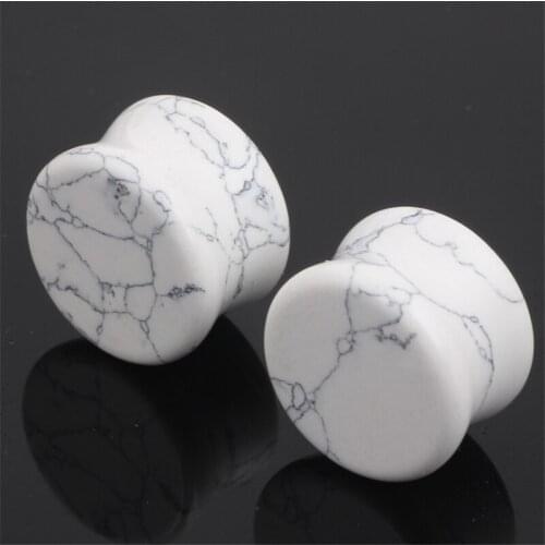2pcs/lot White Natural Stone Ear Plugs Tunnels Flesh Expansions Piercing Ear Plugs Sexy Gauges Expanders Rings Body Jewelry