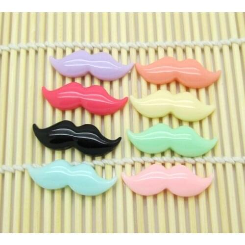 50Pcs Mixed Resin Moustache Decoration Crafts Kawaii Bead Flatback Cabochon Fridge Magnet Scrapbook DIY Accessories Buttons