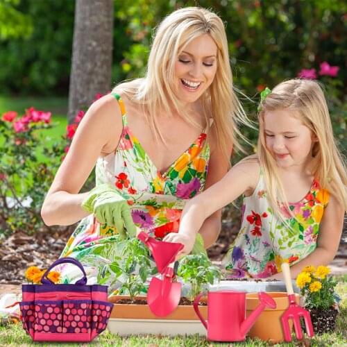 6PCS Boys Girls Gardening Tools with Watering Garden Gloves Shovel Rake Smock for Kids Children