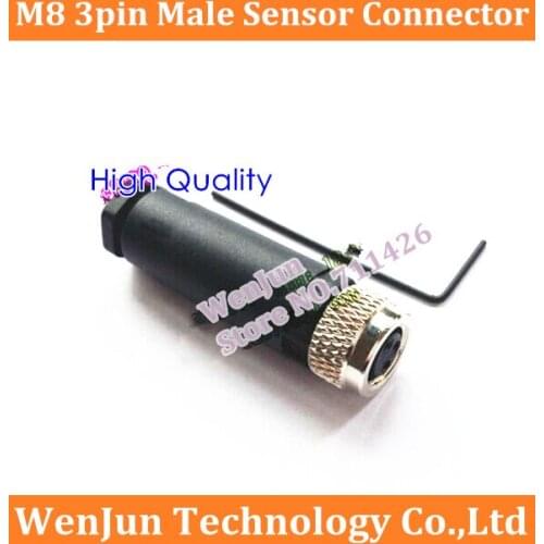 Wholesale M8 3 Pin 3core male Sensor Connector Adapters Adaptor High Quality M8 Aviation Plug Socket--50pcs/lot