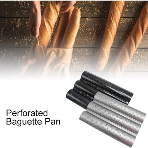 Nonstick Perforated Baguette Pan Wave Loaf Bake Mold Toast Cooking Bakers 3 Gutter Oven Toaster Pan for for French Bread Baking