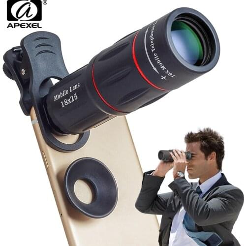 APEXEL 10pcs/lot 18X Telescope Zoom Mobile Phone Lens for iPhone Samsung Smartphones with tripod 18XTZJ