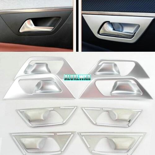 Car-styling ABS Inner Door Handle Bowl Decor Frame Inside Handle Cup Trim Cover Stickers Bezel for Peugeot 4008 5008 2017 4PCS