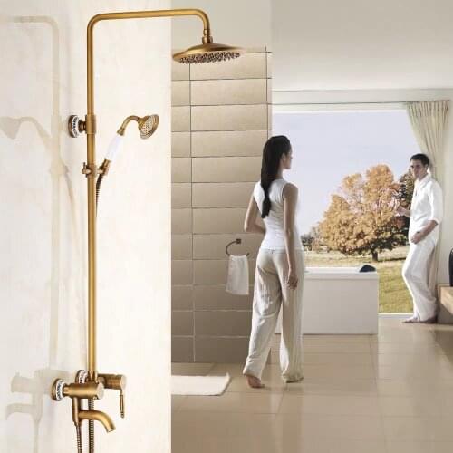 Free Shipping BAKALA Antique classic Brass 8 inch for the bathroom Chromed faucets bathroom shower GZ6002