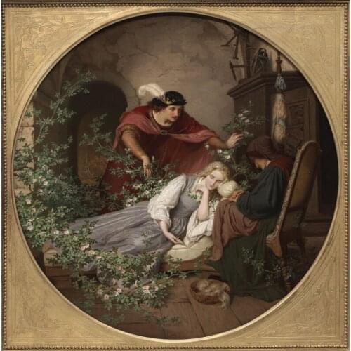 Free shipping classical court figure men looked at the beloved woman oil painting canvas prints on canvas art decoration picture