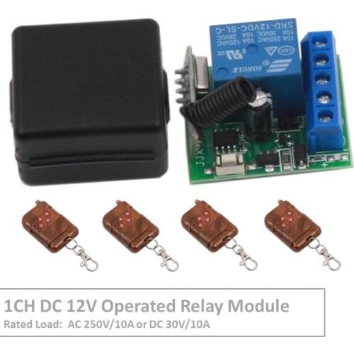 Wireless Remote Control Switch DC 12V Operated 1CH rf 433Mhz Relay Receiver & 500m Transmitter for Remote Garden and Led Switch