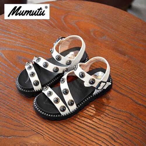 Odorless soft standard size children like girls breathable anti-wear casual light rivets Girls summer scandals MM1557