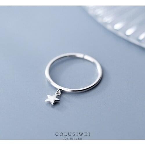 Colusiwei Real 925 Sterling Silver Design Fashion Elegant Star Finger Rings for Women Adjustable Open Rings Free Size Jewelry