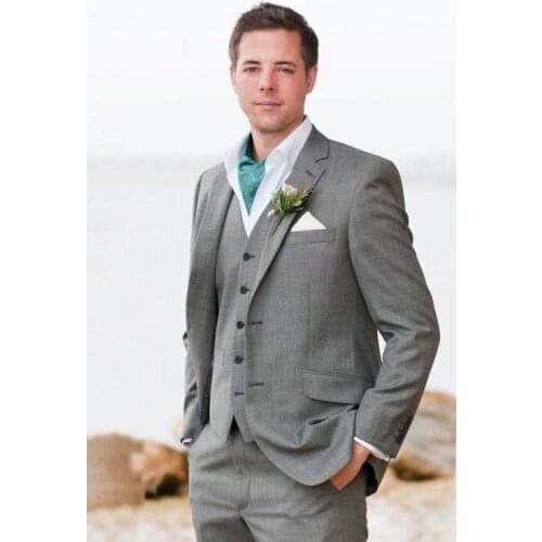 Two Buttons(Jacket+Pants+Vest+Tie) Wedding Groom Bestmen Men Suits Custome Made Tuxedos Notch Lapel 3 Pieces Latest Coat Pants