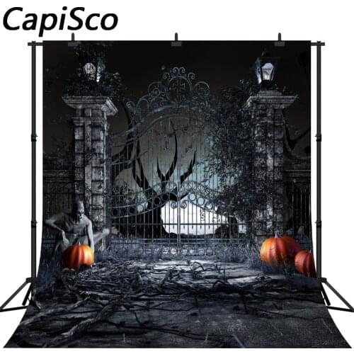 Capisco photography backdrops Scary Halloween Background Pumpkin Door Zombie Night Background Photographic studio background