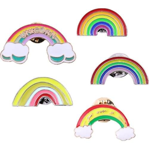 HOSENG 5Pcs/Lot Colorful Rainbow Cartoon Brooch Elegant Women Man Luxury Enamel Pin Party Gift HS_534