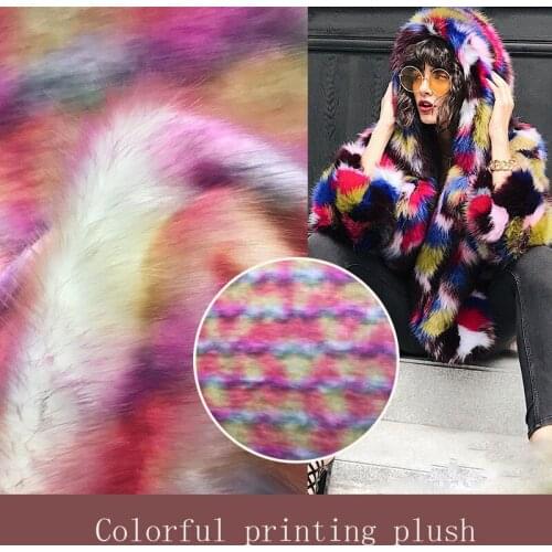 Colorful printed plush Tie-dyed plush Printed colorful artificial fur garment fabric