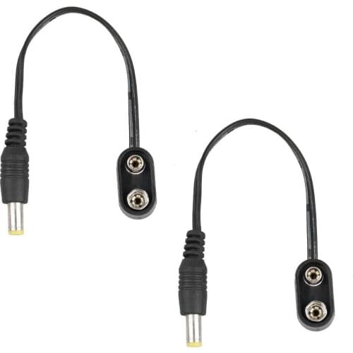 2x Guitar Pedals Power Supply Battery Adapter Converter Clip Cable 2.1mm x 5.5mm for Guitar Effect Pedal Power Supply Adapter