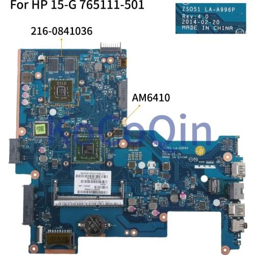 KoCoQin Laptop motherboard For HP 15-G 255 G3 Core A8-6410 216-0841036 Mainboard 765111-001 765111-501 ZS051 LA-A996P AM6410