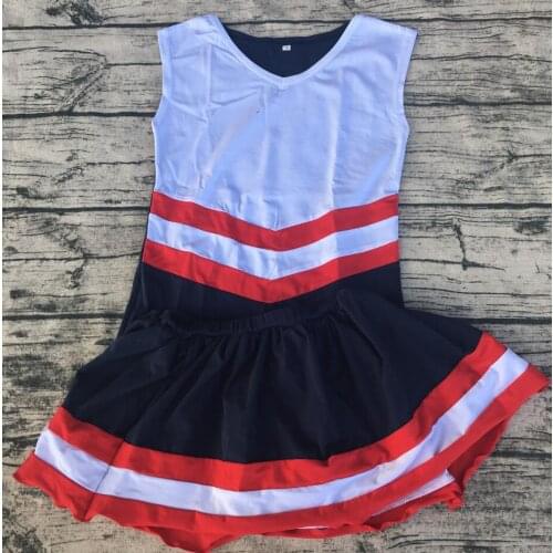 Beautiful girls high quality v- neck sleeveless top shirt match skirt cheerleading uniforms wear clothes