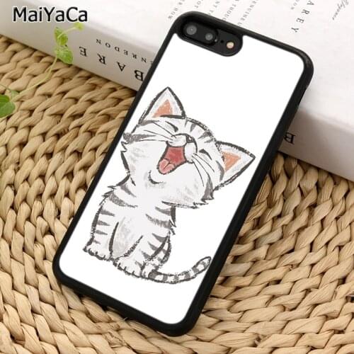 MaiYaCa Happy Cute Cat Kitten Smile Phone Case For iPhone 5 6S 7 8 plus 11 12 Pro X XR XS Max Samsung Galaxy S7 S8 S9 S10 plus