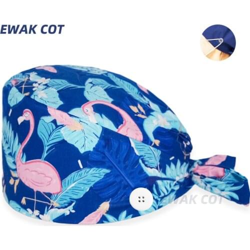 Fashion cotton Cute bird Cartoon print hats adjustable Scrub hat beauty salon nursing cap laboratory pet shop fashion scrub caps
