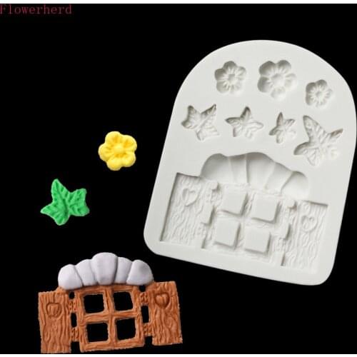Cartoon Doors and Windows Petal Chocolate Mold Fondant Cake Silicone Mold Home Baking Tools Cake Decorating Candy Molds