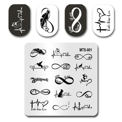 Hot Newest Nail Stamp MTS001 Infinite Electrocardiogram Animal Nail Stamping Plates Manicure Set For Nail Art Stamp