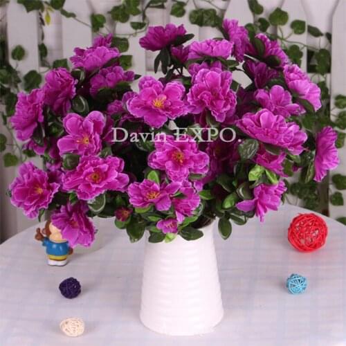 New 6 Heads 40cm Artificial long rhododendron Silk Bridal Flowers Heads for Wedding Restaurant Hotel Home Decoration decor