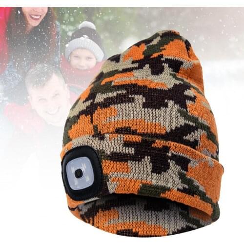 New Unisex Winter LED Light Luminous Warm Knitted Hat Outdoor Camping Head Lamp Cap LED Lighted Beanie Cap Christmas Gifts 2021