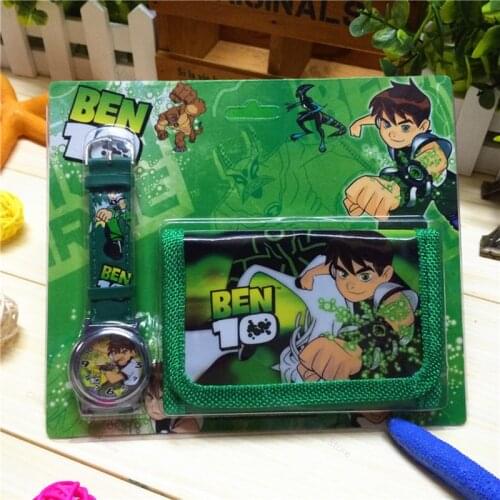 Ben 10 Omnitrix Original Cartoon Student Stationery Kids Watch Wallet Set Anime Figures Toys for Children Birthday Gifts