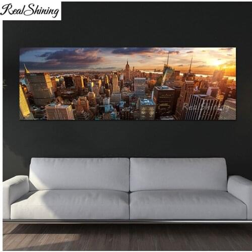 Full round/square drill 5d diamond painting highrising City Sunset Scenery 3d embroidery diamond mosaic large decor F205