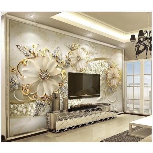 Custom photo wallpaper for walls 3 d mural Modern Luxury golden 3d European pattern jewelry TV background wall papers home decor