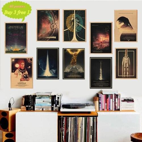 CLASSIC MOVIE Interstellar poster Nolan McConaughey Vintage Poster Kraft Paper Wall Stickers For Home Living Room Bar Cafe