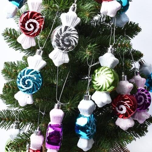 Christmas decorations, scene layout, gifts, ornaments, pendants, DIY pendants, 9CM colored plastic candy props