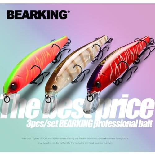 BEARKING best price 3pcs/set 11cm 15g dive 1.5m fishing gear shone lures minnow crank fixed weight wobbler bait isca artificial