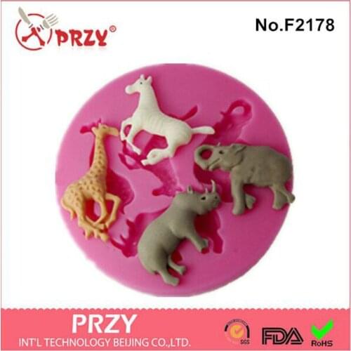 Silicone fondant mold horse rhinoceros elephant giraffe animal series cake decorating tools