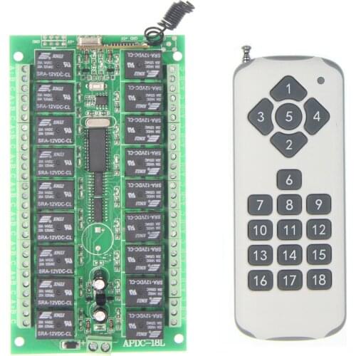 Universal DC 12V 24V 10A Relay 18CH 18 CH Wireless RF Remote Control Switch Transmitter+Receiver Module,315 / 433 MHz