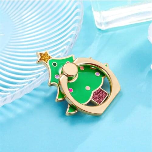UVR 360 Degree Metal Finger Ring Christmas Tree Jewelry Smartphone Stand Holder Gift Mobile Phone Holder Stand For All Phone