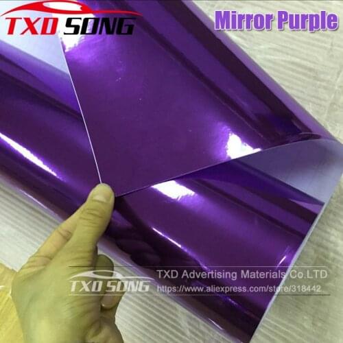 50CM*100/200/300/400/500CMPremium High stretchable Mirror purple Chrome Mirror flexible Vinyl Wrap Sheet Roll Film Car Vinyl