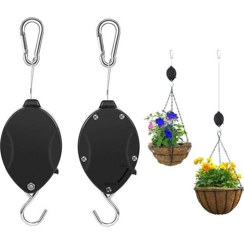 Retractable Plant Hook Plants Pulley Hanger Hook Garden Stainless Steel Plants Pots Bird Houses Hanging Hook