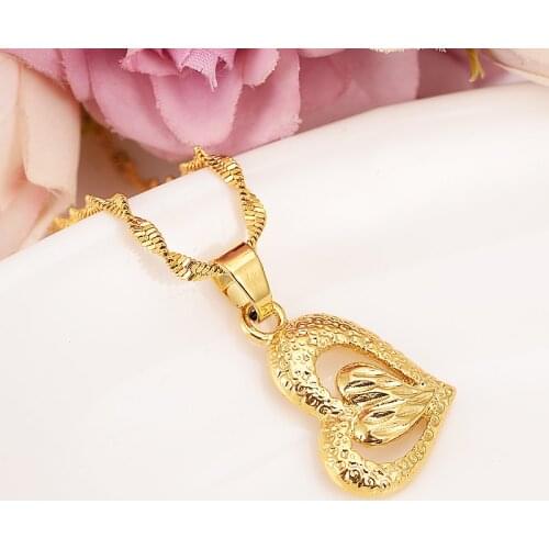 Bangrui Gold filled Love Heart Pendant Necklaces For Women girls Lady Original Jewelry Lover Gift