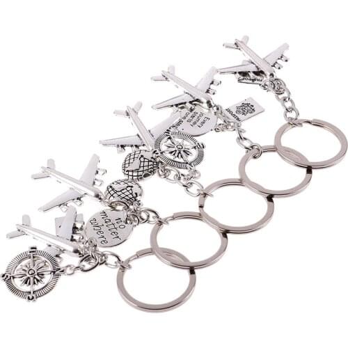 1pc No Matter Where Pendant Travel Keyring Airplane Keychains Earth Airplane Pendant Keychain Handmade Jewelry Gift For Traveler
