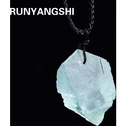Runyangshi 1pc Natural crystal quartz green Fluorite pendant Crystal Semiprecious stone Necklace Jewellery