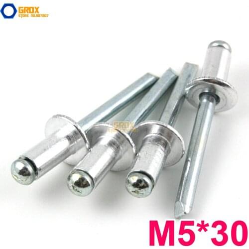 100 Pieces M5*30 Aluminum Blind Rivet Pop Rivet Dome Head Open End